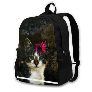 Kitten With Flower Portrait Bags Travel Laptop Backpack Kitty Cat