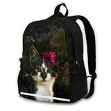 Kitten With Flower Portrait Bags Travel Laptop Backpack Kitty Cat
