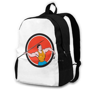 Javelin Throw Track & Field Circle Cartoon Backpack School Laptop Bag