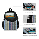 Large Capacity Backpack Laptop Travel Bags Jeans Stripes Lines