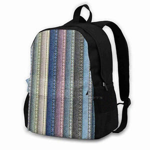 Large Capacity Backpack Laptop Travel Bags Jeans Stripes Lines