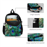 Peacock Feather School Bag Big Capacity Backpack Laptop 15 Inch