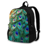 Peacock Feather School Bag Big Capacity Backpack Laptop 15 Inch