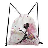Women Drawstring Backpack Large Portable Wishing Girl Print