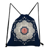 Floral Porcelain Geometry Backpack Drawstring Pocket