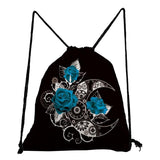 Rose Printed Drawstring Backpack for Students