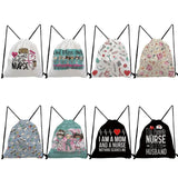 Cartoon Dentist Nurse Print Backpacks Drawstring Pocket