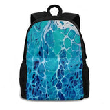 Ocean Bag Backpack Water Drops Blues Acrylic