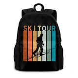 Vintage Ski Tour Skiing Skier Snowboarding Gift Large Capacity Backpack
