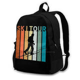 Vintage Ski Tour Skiing Skier Snowboarding Gift Large Capacity Backpack