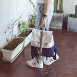 Women Panelled String Canvas Bag Belt Preppy Harajuku Ins Large Capacity