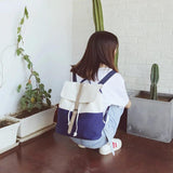 Women Panelled String Canvas Bag Belt Preppy Harajuku Ins Large Capacity