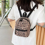 Women's Nylon Backpacks Butterfly Leopard Print Small Bag School Teen Girls