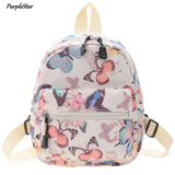 Women's Nylon Backpacks Butterfly Leopard Print Small Bag School Teen Girls