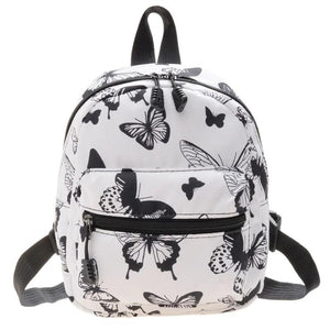 Women's Nylon Backpacks Butterfly Leopard Print Small Bag School Teen Girls