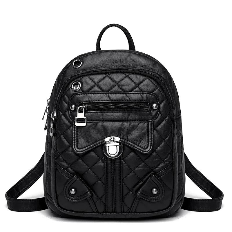 Women's Small Shoulder Bags Soft Leather Ladies Backpack Multifunctional
