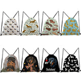 Sausage Dog Drawstring Storage Bag for Students