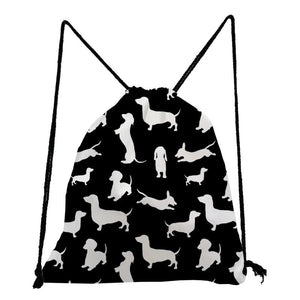 Sausage Dog Drawstring Storage Bag for Students