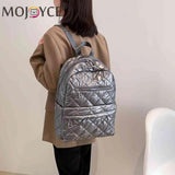 Quilted Cotton-Padded Backpack Nylon Rhombic Lattice Women's Bag