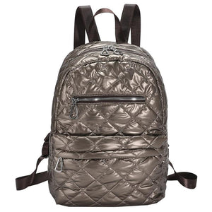 Quilted Cotton-Padded Backpack Nylon Rhombic Lattice Women's Bag