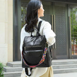 Vintage PU Leather Backpack Crocodile Pattern Shoulder Bag Women Style