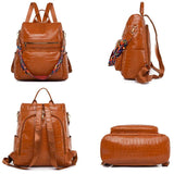 Vintage PU Leather Backpack Crocodile Pattern Shoulder Bag Women Style