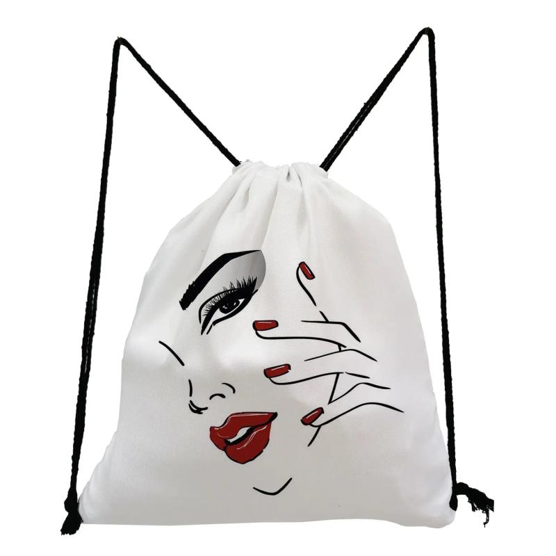 Red Lips Drawstring Bags Customizable