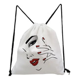 Red Lips Drawstring Bags Customizable