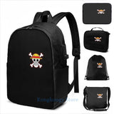 Funny Graphic One Piece USB Backpack Men Women Travel Laptop Bag