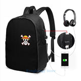 Funny Graphic One Piece USB Backpack Men Women Travel Laptop Bag