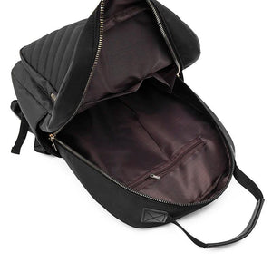 Flower Leather Women's Backpack Rhombus Pattern Student Schoolbag