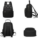 Flower Leather Women's Backpack Rhombus Pattern Student Schoolbag