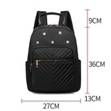 Flower Leather Women's Backpack Rhombus Pattern Student Schoolbag