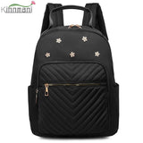 Flower Leather Women's Backpack Rhombus Pattern Student Schoolbag