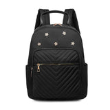 Flower Leather Women's Backpack Rhombus Pattern Student Schoolbag