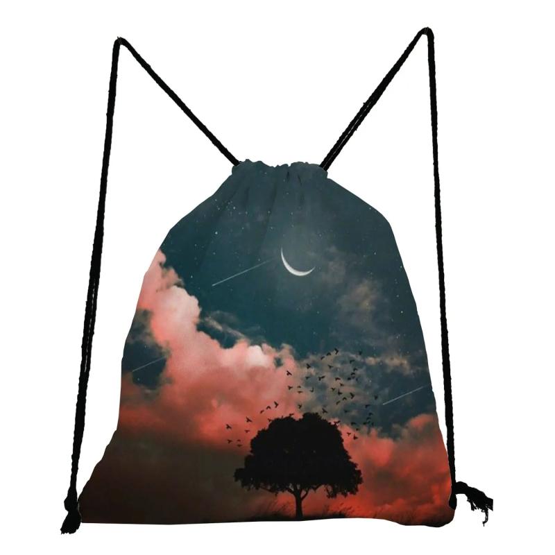 Starry Sky Print Drawstring Backpack for Students