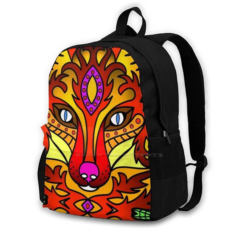 Fox Colourful Animal Head School Bag For Teenage Girls Laptop Travel Bags