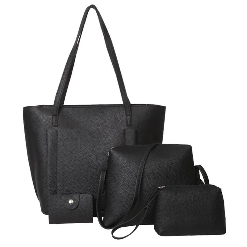 Women 4pc Set Handbag Shoulder Bags Tote Bag Crossbody Wallet Sac a Main Femme