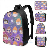 Funny Eddsworld USB Charge Backpack School Travel Laptop Bag