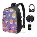 Funny Eddsworld USB Charge Backpack School Travel Laptop Bag