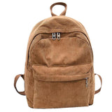 College Style Corduroy Backpack Large Capacity Student Backpack