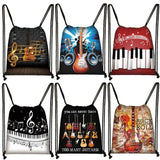 Guitar Music Notes Backpack Drawstring Bag for Travel