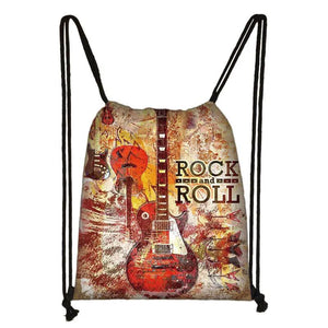 Guitar Music Notes Backpack Drawstring Bag for Travel