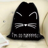 Cat Printing Drawstring Bag Sports Waterproof Backpack Bundle Pocket
