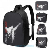 Funny Graphic Taekwondo USB Charge Backpack for School and Travel