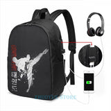 Funny Graphic Taekwondo USB Charge Backpack for School and Travel