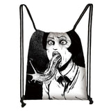 Japanese Horror Manga Backpack Canvas Drawstring Bag