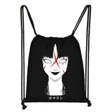 Japanese Horror Manga Backpack Canvas Drawstring Bag