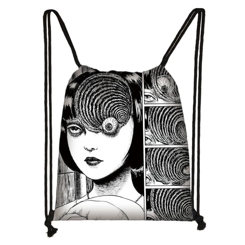 Japanese Horror Manga Backpack Canvas Drawstring Bag