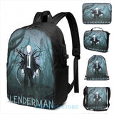 Slenderman USB Charge Backpack Men School Bags Women Bag Travel Laptop Bag